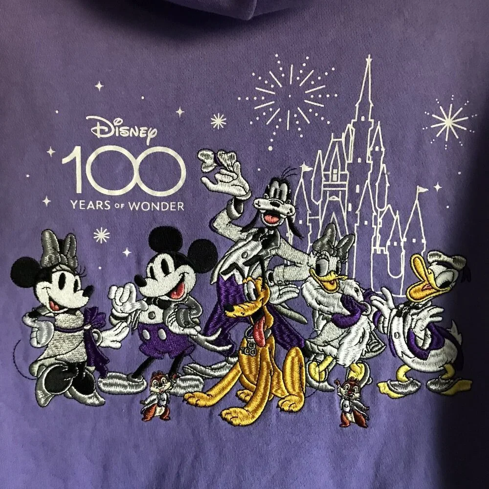 Walt Disney World 100years Mickey‎ and Friends Embroidered Hoodie Youth Size 13